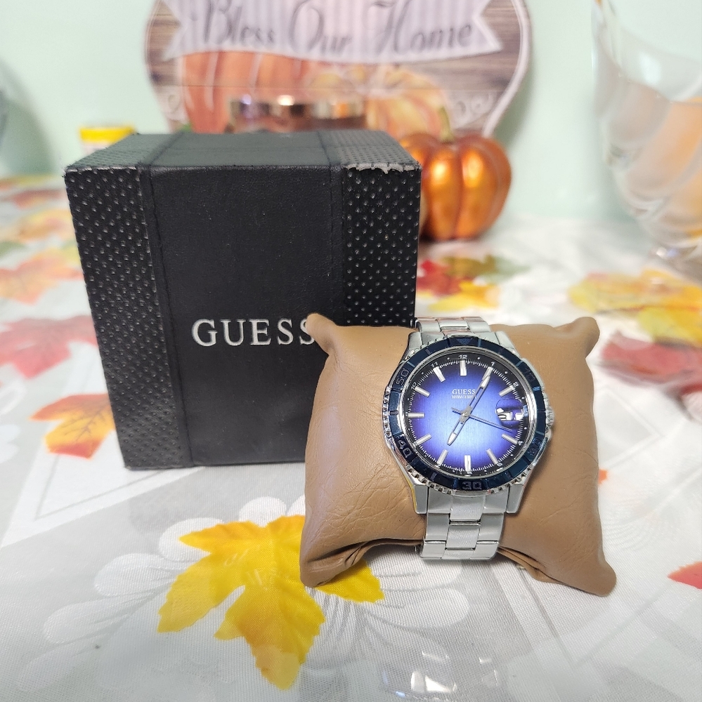 Guess Color Sport Blue Dial Stainless Steel Watch U0244G4 Mens